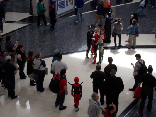 With issues of fake geek girls and cosplay not equaling consent, how do we deal with the dynamics seen in this picture between female cosplayers and male fans? (C2E2 2014)